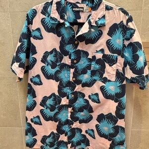AMBSN California Men’s Tropical Floral Button-Up Shirt Size